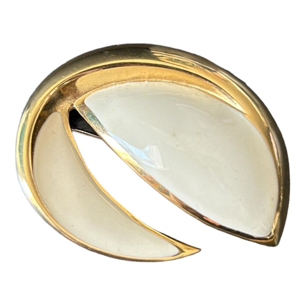 Vintage Givenchy Abstract Swirl Brooch Pin Gold Tone Statement Piece Designer